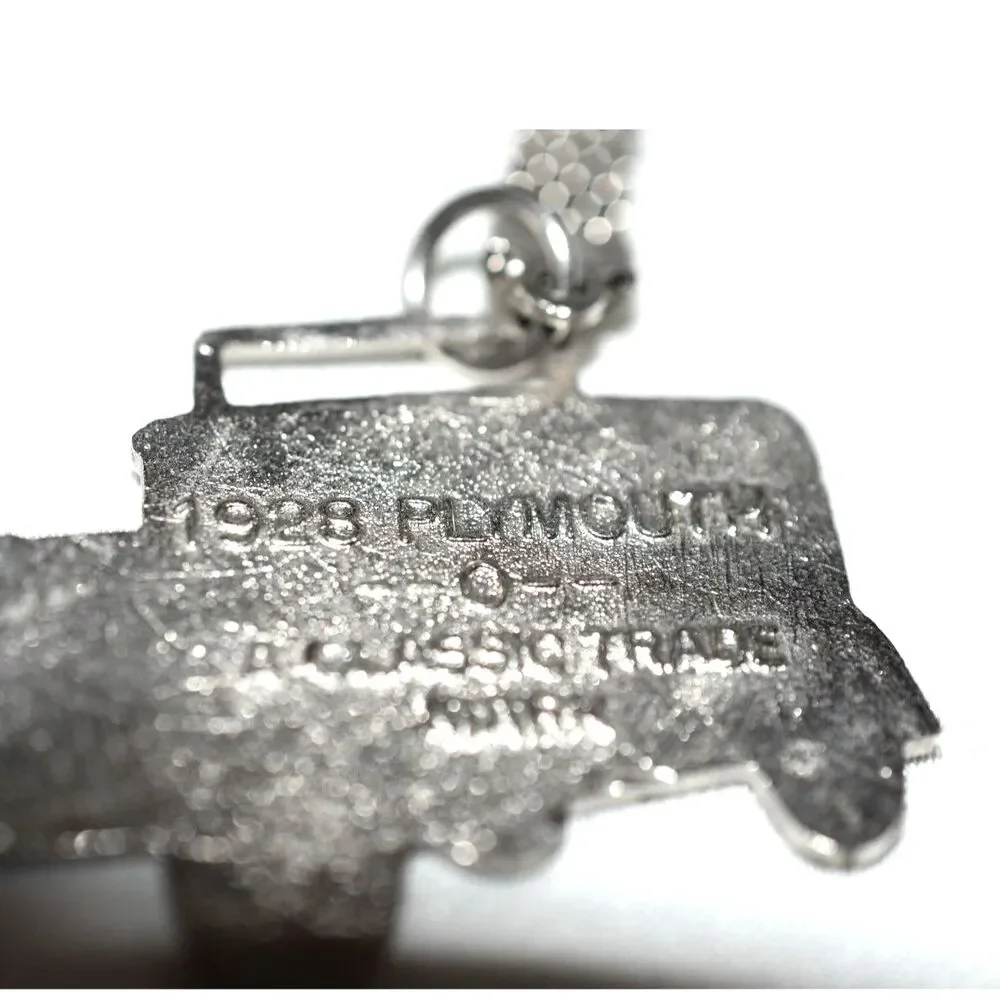 Nostalgic Vintage 1928 Blue/Black Plymouth Silver Tone Purse Charm Keychain